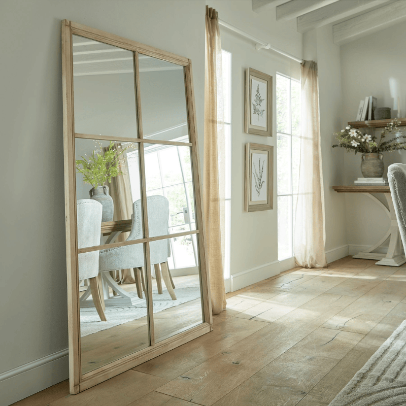 Window Mirror Washed Wood XL Window Mirror