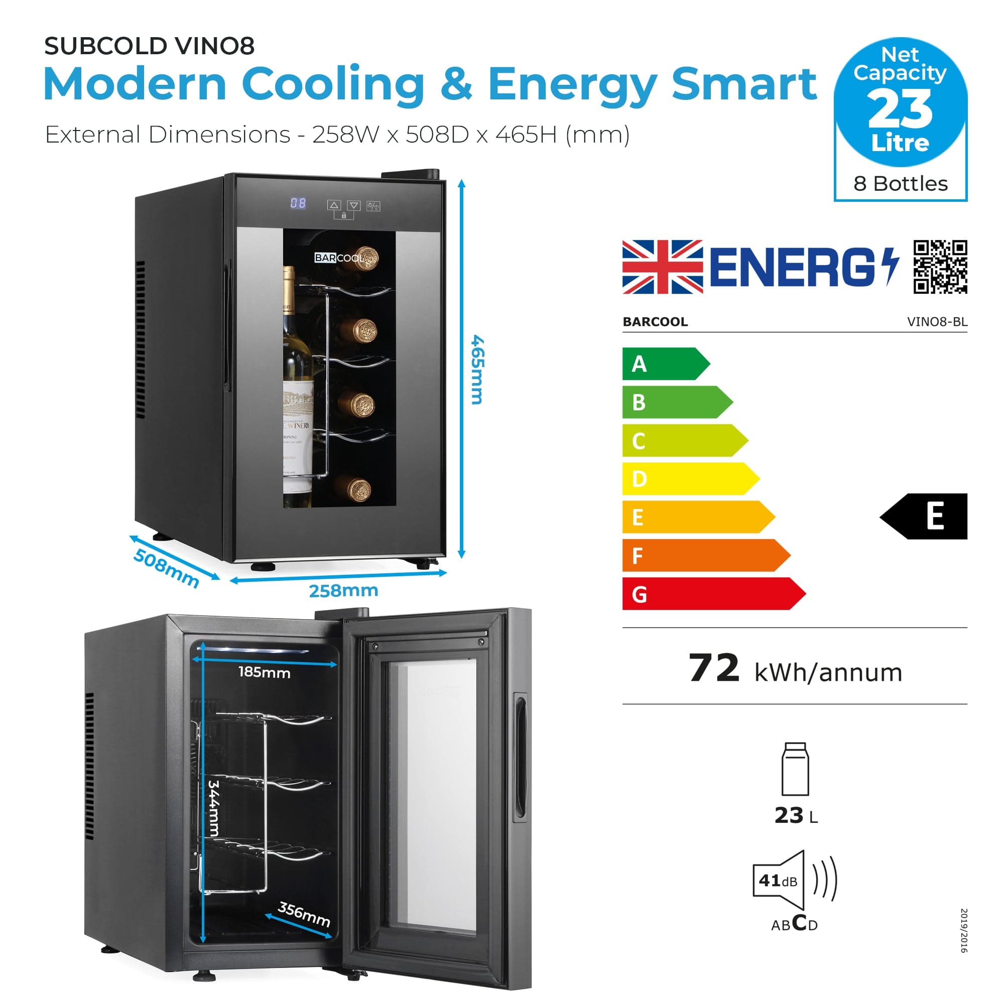 Wine Fridge Barcool Vino8 LED Wine Cooler
