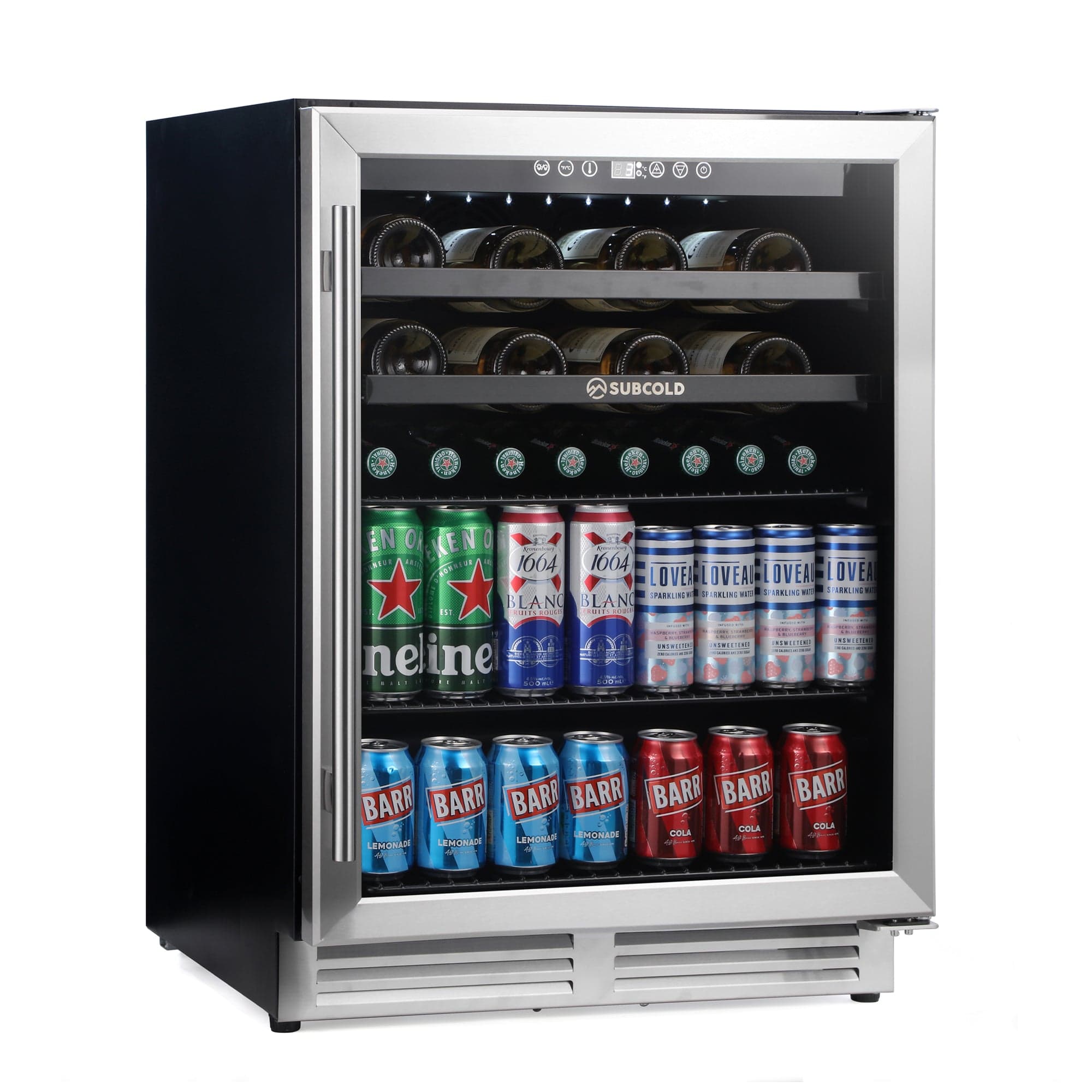 Wine Fridge Stainless Steel Subcold Integra60 Integrated 2 in 1 Drinks & Wine Cooler
