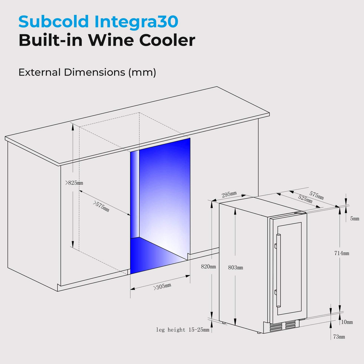 Wine Fridge Subcold Integra30 Integrated 2 in 1 Drinks & Wine Cooler