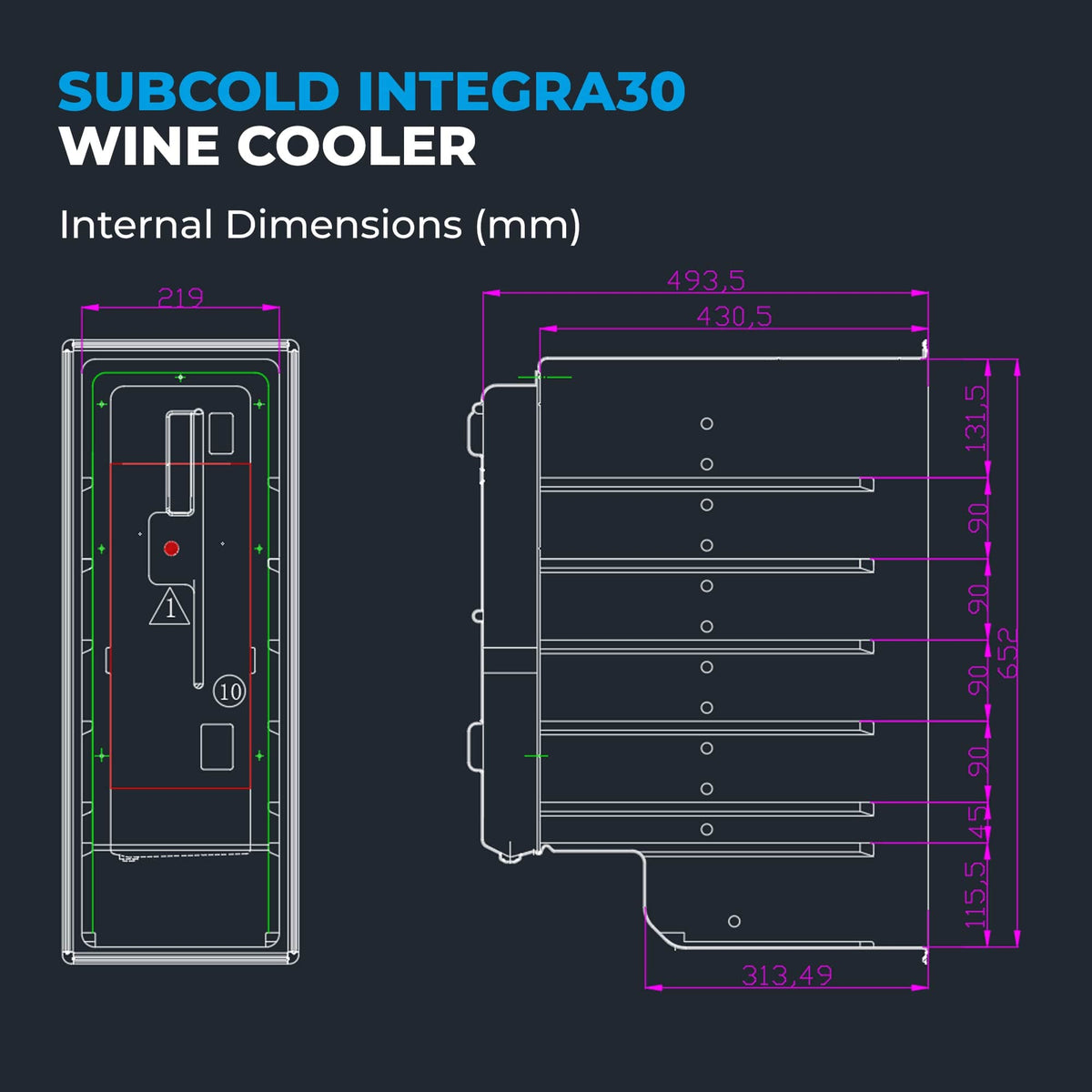 Wine Fridge Subcold Integra30 Integrated 2 in 1 Drinks & Wine Cooler