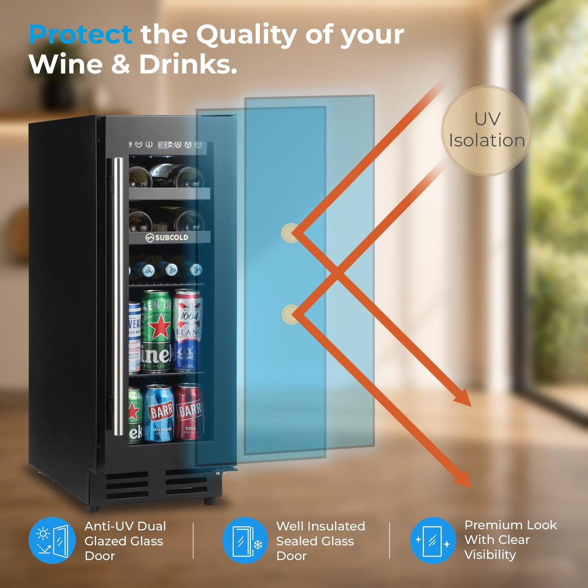 Wine Fridge Subcold Integra30 Integrated 2 in 1 Drinks & Wine Cooler