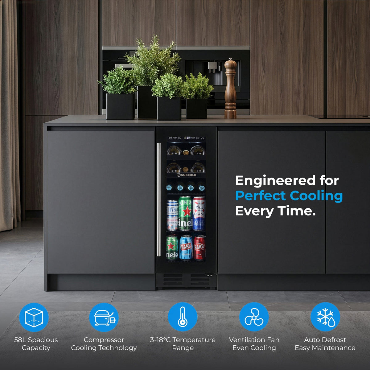 Wine Fridge Subcold Integra30 Integrated 2 in 1 Drinks & Wine Cooler