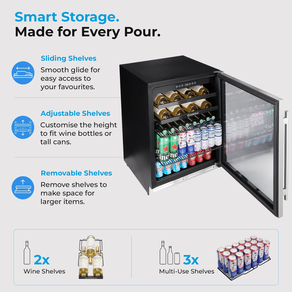 Wine Fridge Subcold Integra60 Integrated 2 in 1 Drinks & Wine Cooler