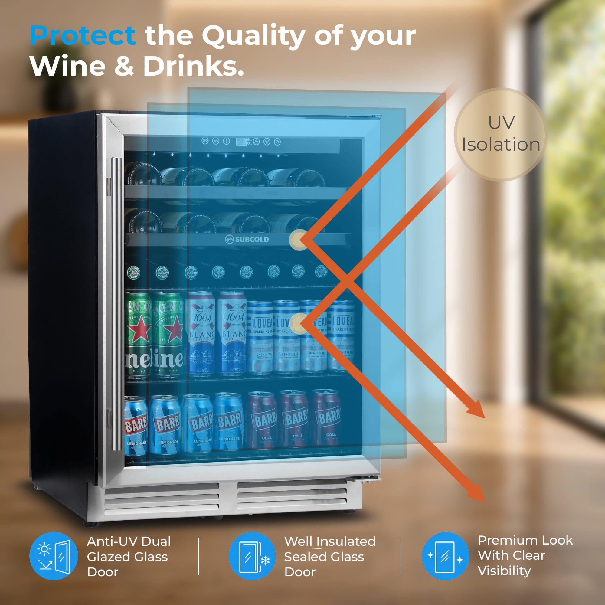 Wine Fridge Subcold Integra60 Integrated 2 in 1 Drinks & Wine Cooler