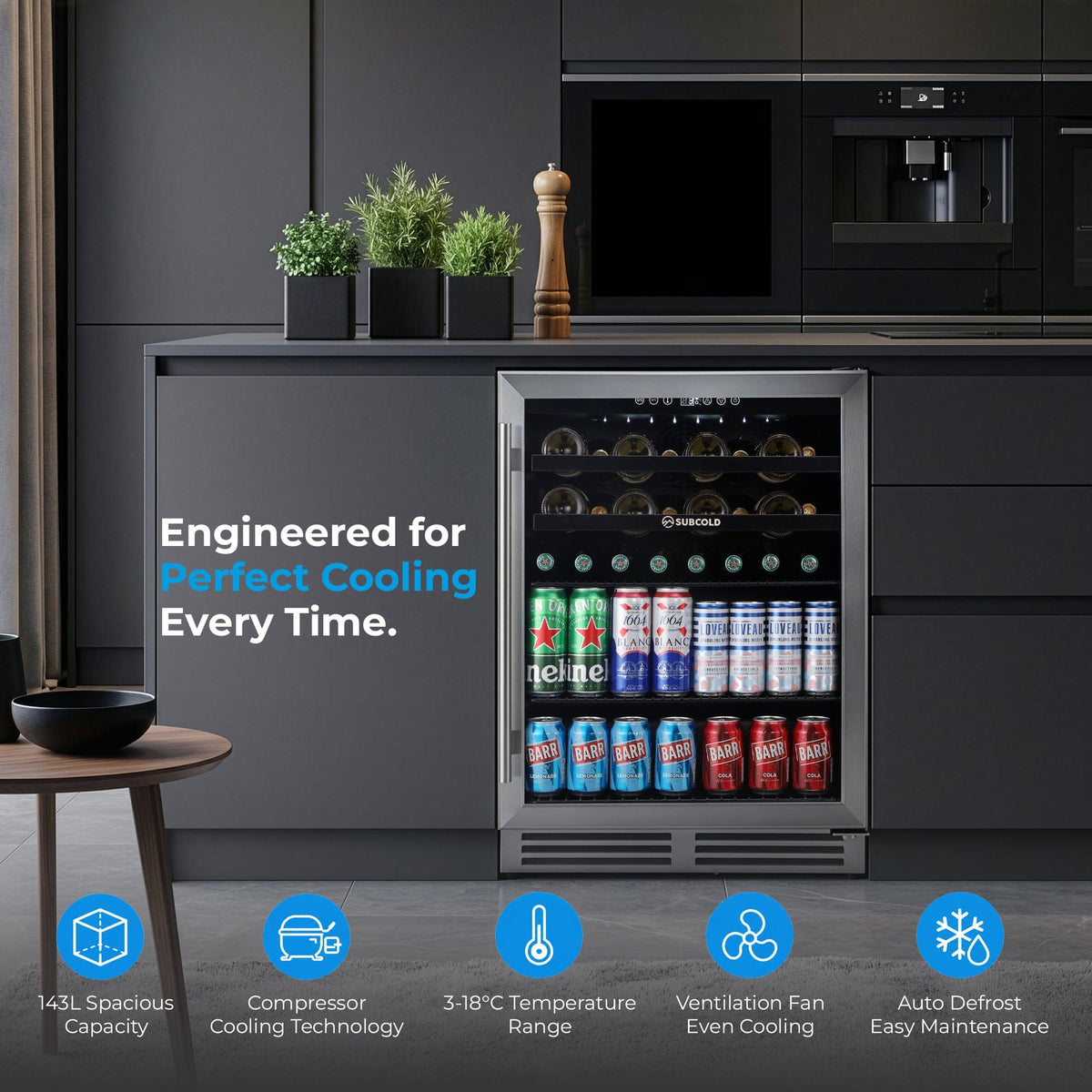 Wine Fridge Subcold Integra60 Integrated 2 in 1 Drinks & Wine Cooler