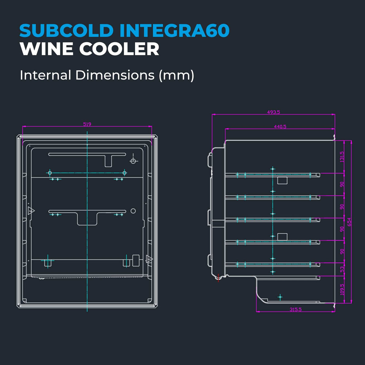 Wine Fridge Subcold Integra60 Integrated 2 in 1 Drinks & Wine Cooler