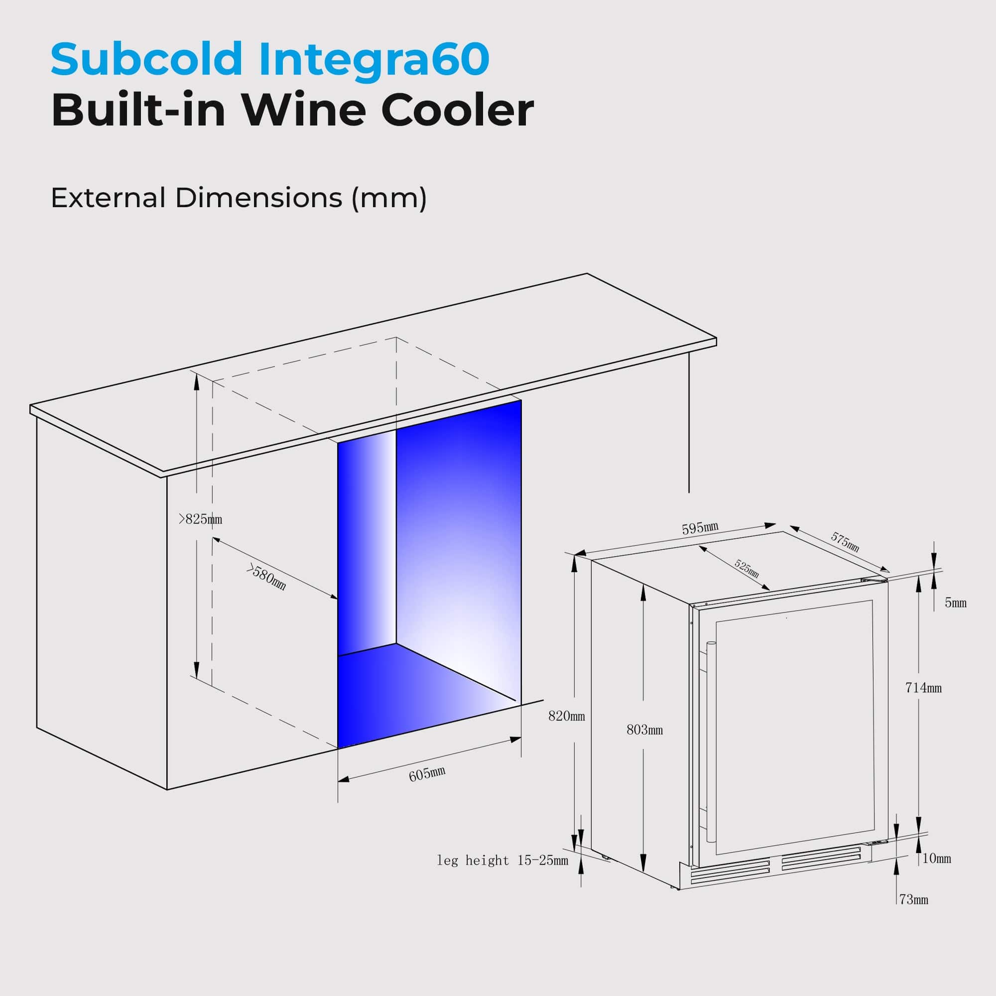 Wine Fridge Subcold Integra60 Integrated 2 in 1 Drinks & Wine Cooler