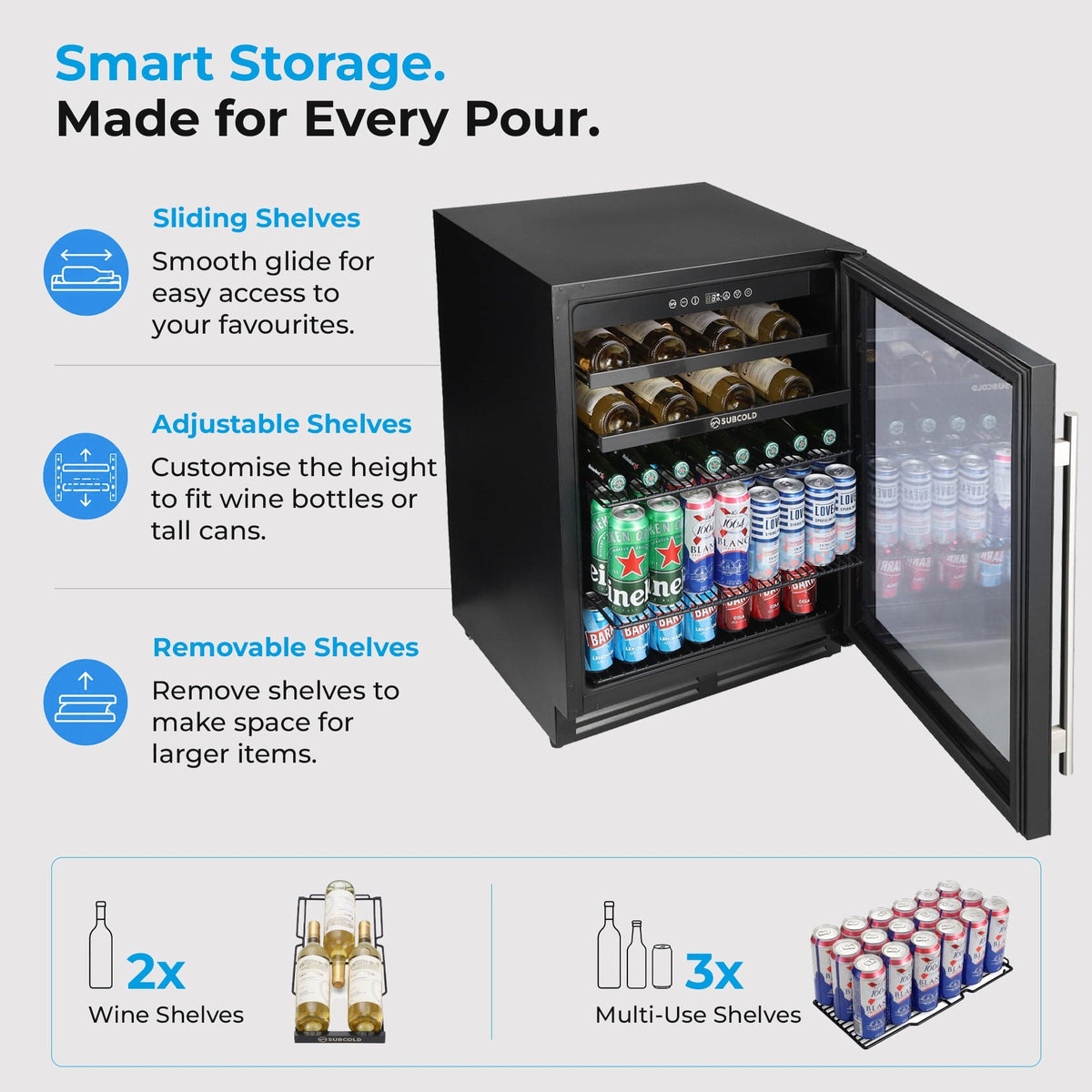 Wine Fridge Subcold Integra60 Integrated 2 in 1 Drinks & Wine Cooler