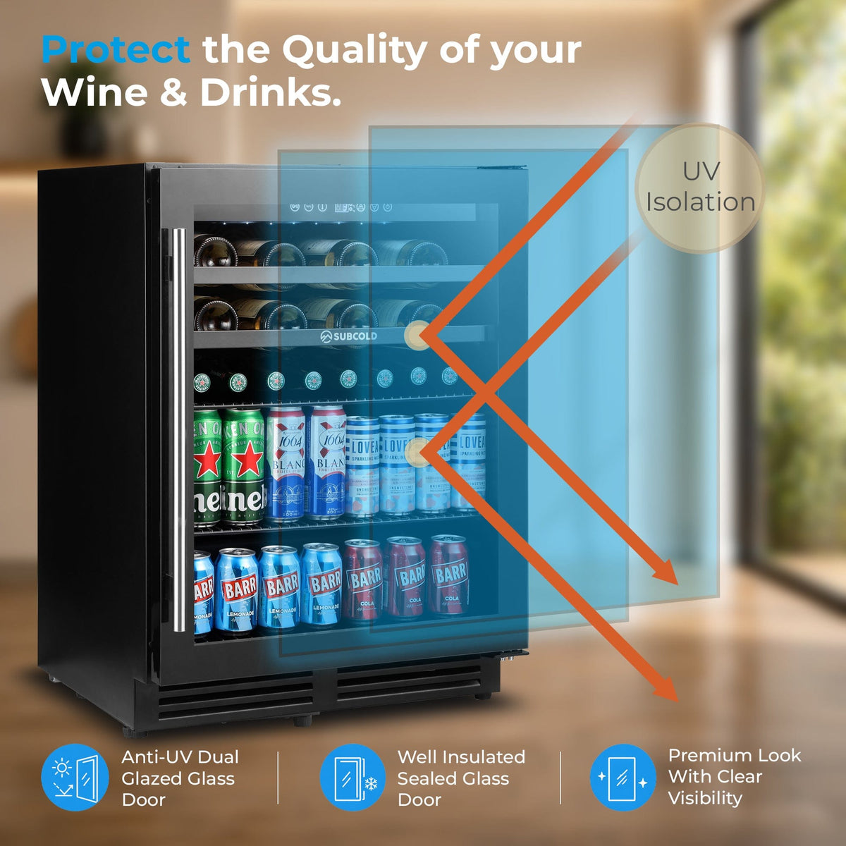 Wine Fridge Subcold Integra60 Integrated 2 in 1 Drinks & Wine Cooler