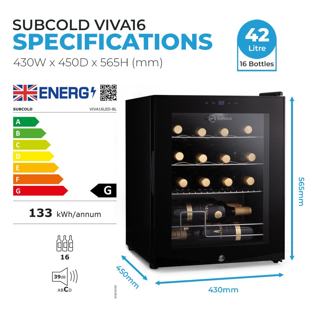 Wine Fridge Subcold Viva16 LED Wine Cooler