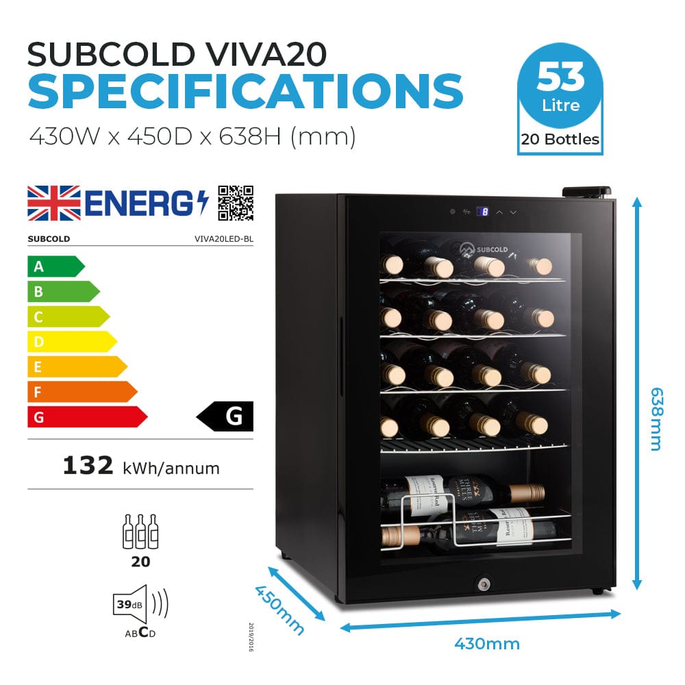 Wine Fridge Subcold Viva20 LED Wine Cooler