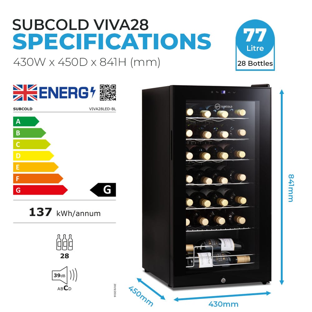 Wine Fridge Subcold Viva28 LED Wine Cooler