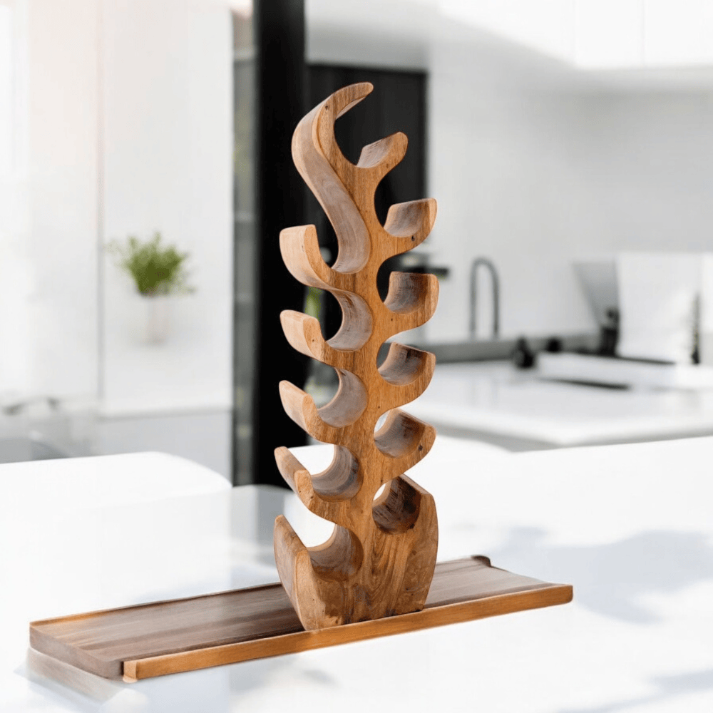 Wine Rack 11 Bottle Hand Carved Wine Rack