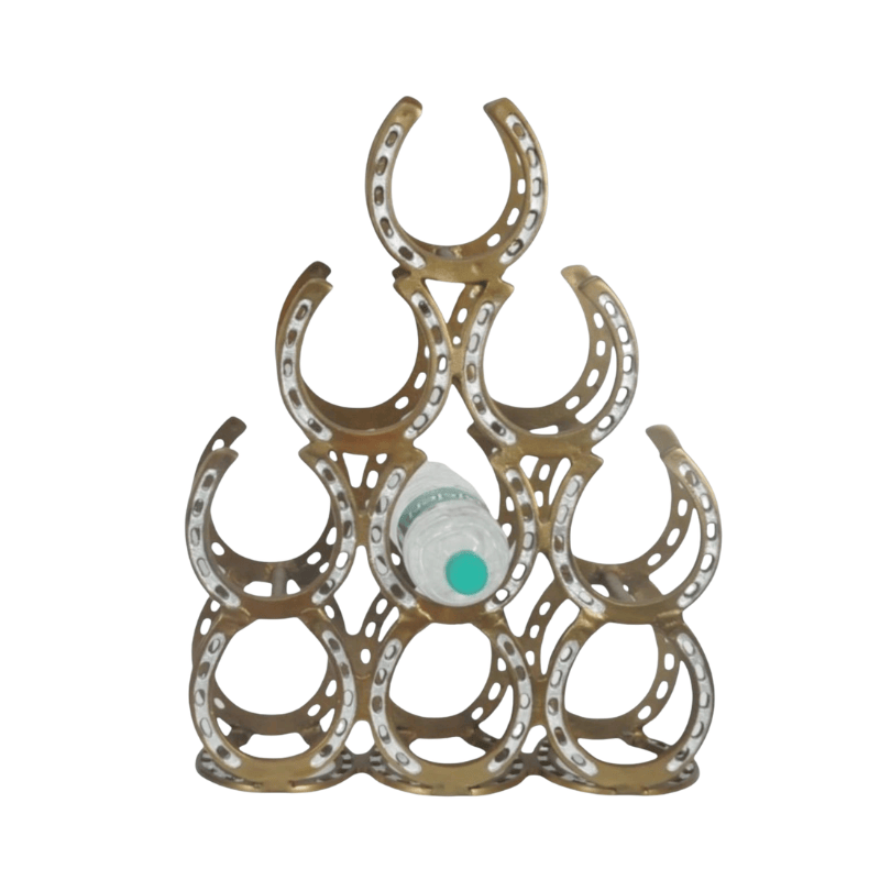 Wine Rack 53Cm Antique Brass 9 Bottle Wine Rack