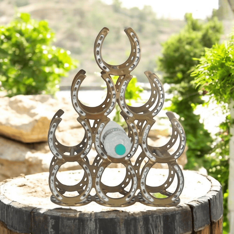 Wine Rack 53Cm Antique Brass 9 Bottle Wine Rack