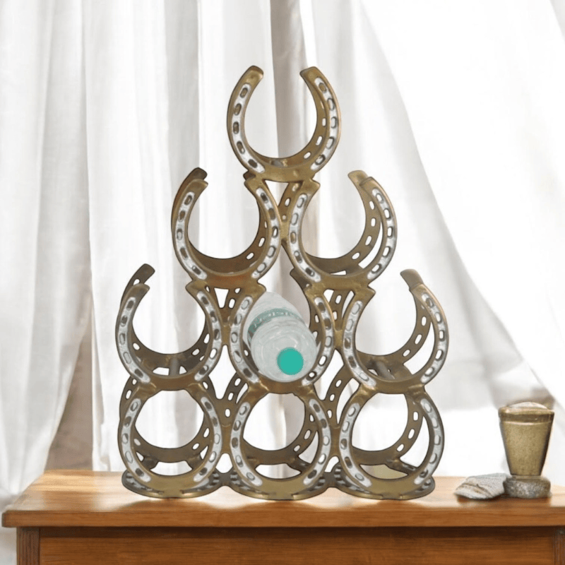 Wine Rack 53Cm Antique Brass 9 Bottle Wine Rack