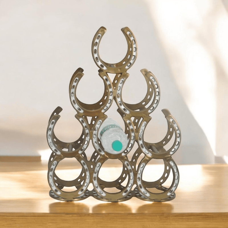 Wine Rack 53Cm Antique Brass 9 Bottle Wine Rack
