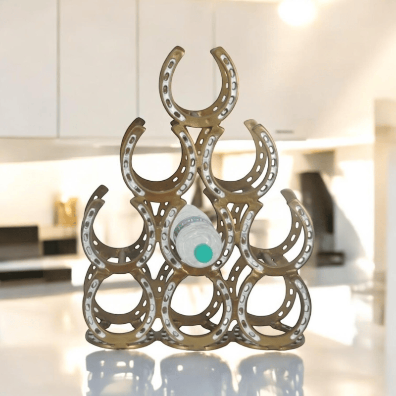 Wine Rack 53Cm Antique Brass 9 Bottle Wine Rack