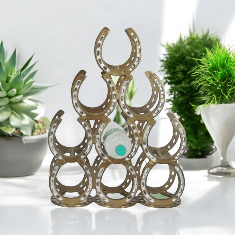 Wine Rack 53Cm Antique Brass 9 Bottle Wine Rack