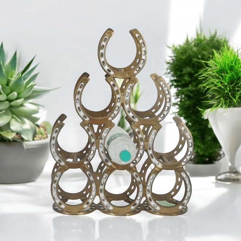 Wine Rack 53Cm Antique Brass 9 Bottle Wine Rack