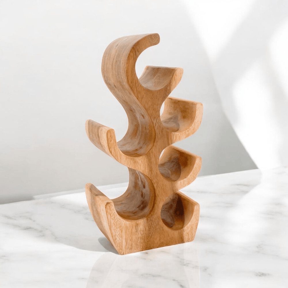 Wine Rack 6 Bottle Hand Carved Wine Rack