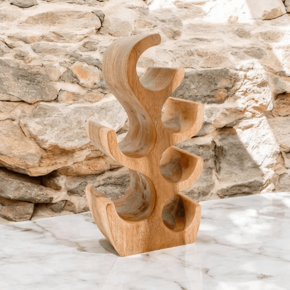 Wine Rack 6 Bottle Hand Carved Wine Rack
