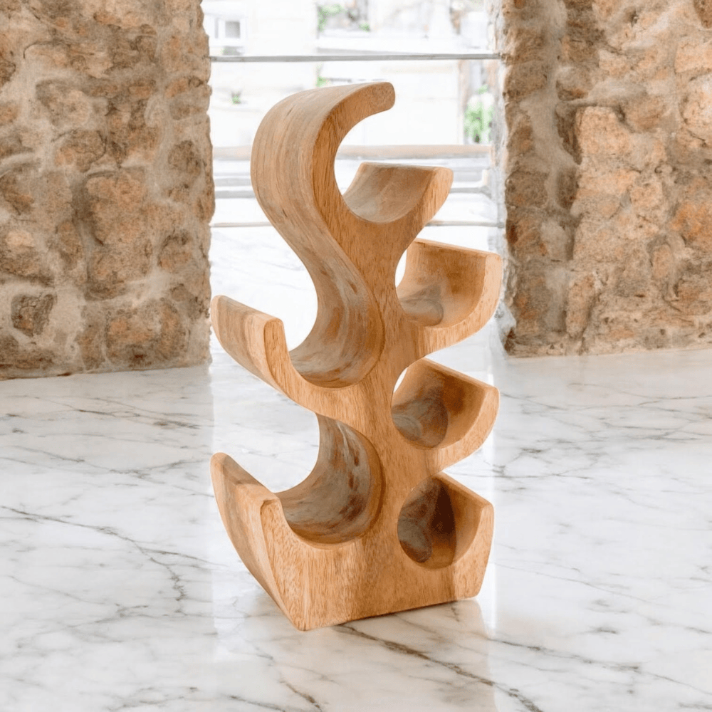 Wine Rack 6 Bottle Hand Carved Wine Rack