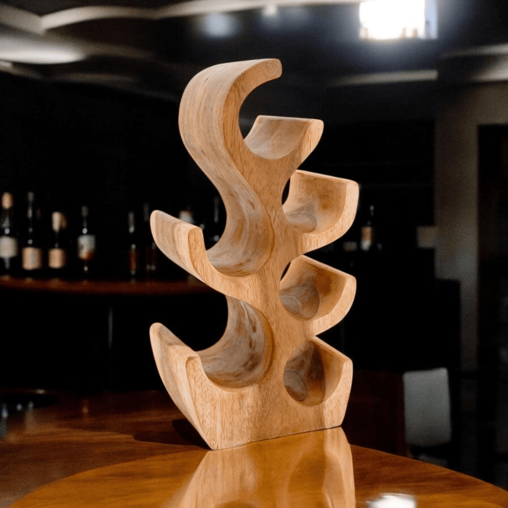 Wine Rack 6 Bottle Hand Carved Wine Rack