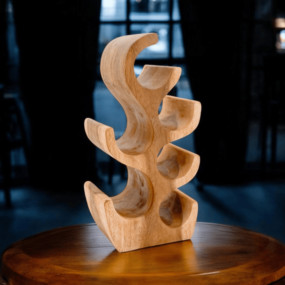 Wine Rack 6 Bottle Hand Carved Wine Rack