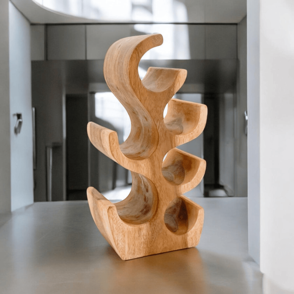 Wine Rack 6 Bottle Hand Carved Wine Rack