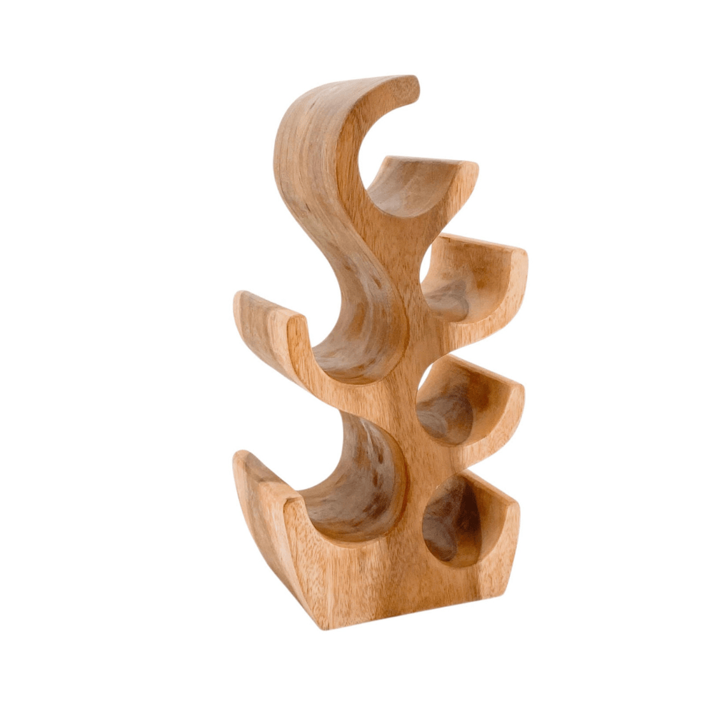 Wine Rack 6 Bottle Hand Carved Wine Rack
