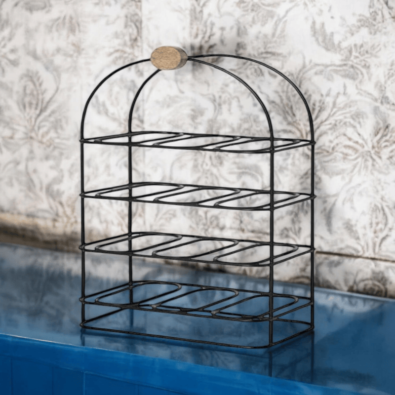 Wine Rack 64Cm Black Steel 12 Bottle Wine Rack