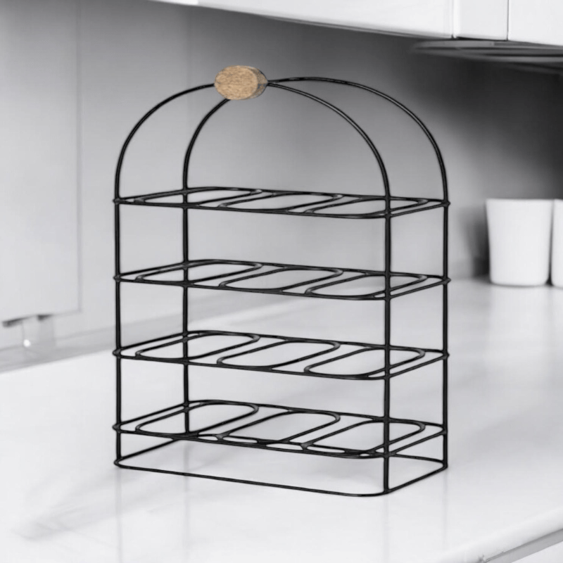 Wine Rack 64Cm Black Steel 12 Bottle Wine Rack