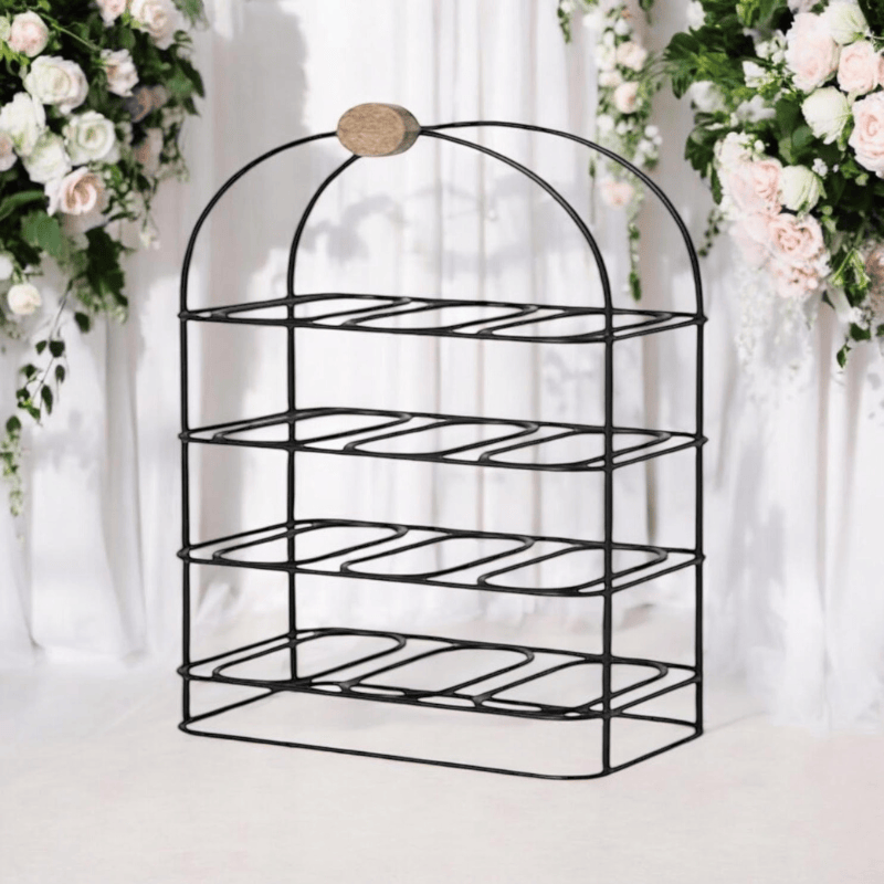 Wine Rack 64Cm Black Steel 12 Bottle Wine Rack