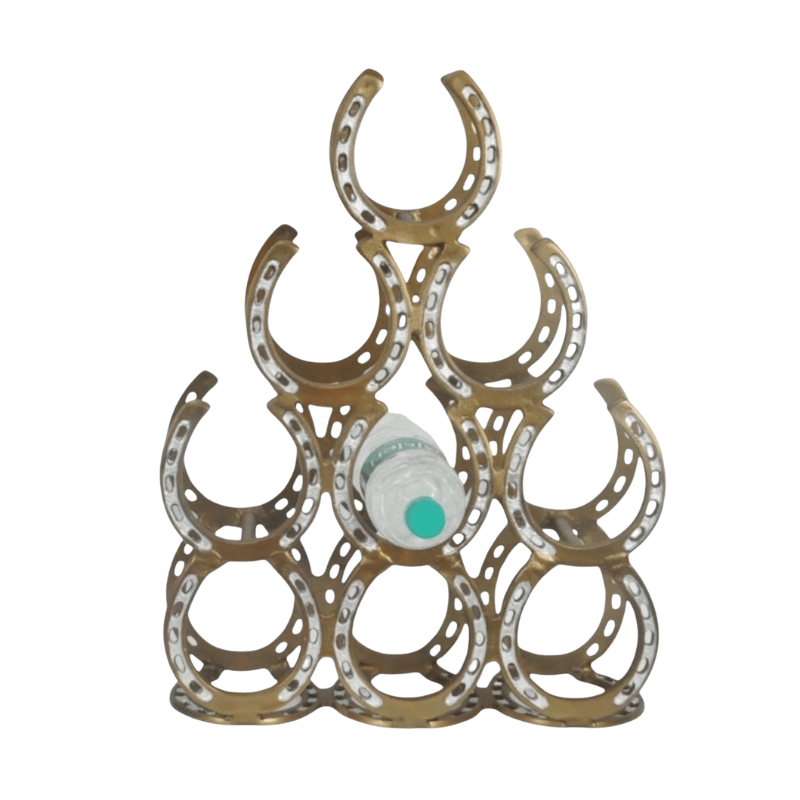 Wine Rack 65Cm Antique Brass Horseshoe 12 Bottle Wine Rack
