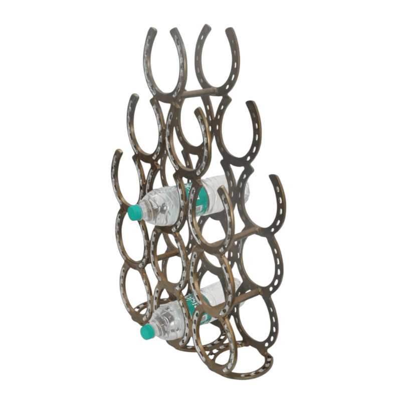 Wine Rack 65Cm Antique Brass Horseshoe 12 Bottle Wine Rack