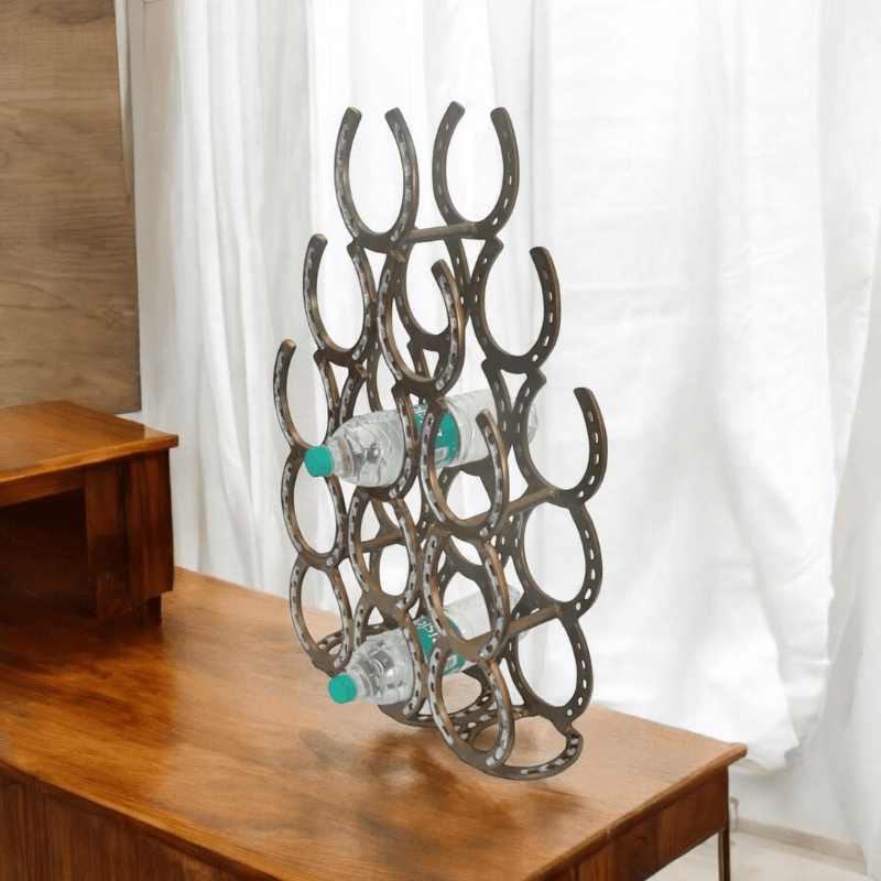 Wine Rack 65Cm Antique Brass Horseshoe 12 Bottle Wine Rack