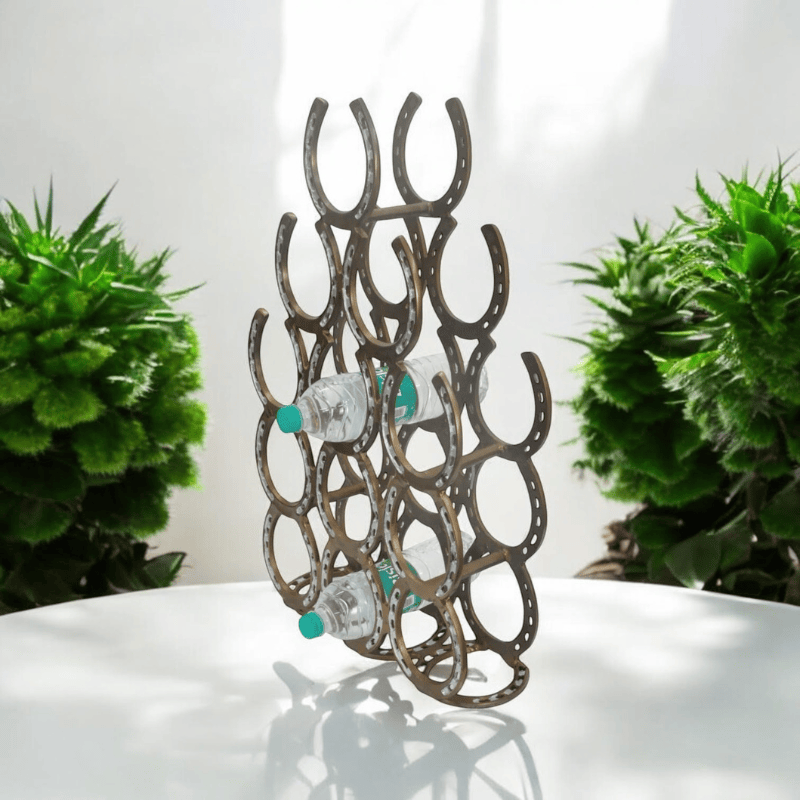 Wine Rack 65Cm Antique Brass Horseshoe 12 Bottle Wine Rack