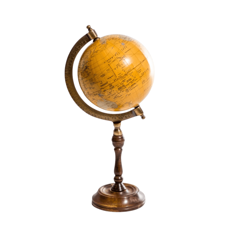 Wooden Stand Antique Brown Globe on Wooden Stand
