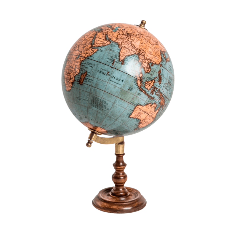 Wooden Stand Antique Globe on Wooden Stand