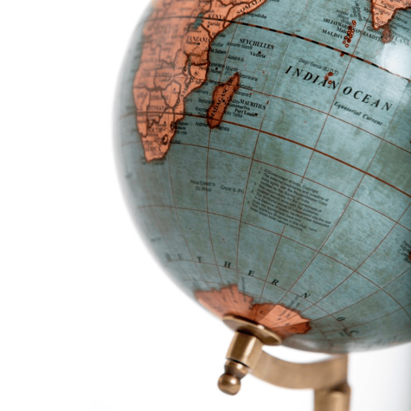 Wooden Stand Antique Globe on Wooden Stand