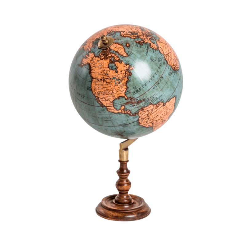 Wooden Stand Antique Globe on Wooden Stand